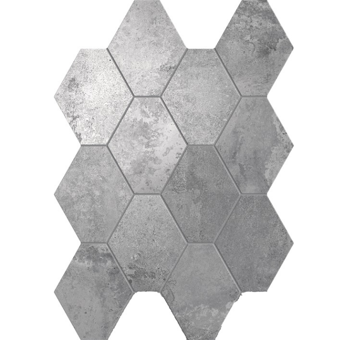 4 x 4 Oxid Silver Rectified Porcelain hexagon